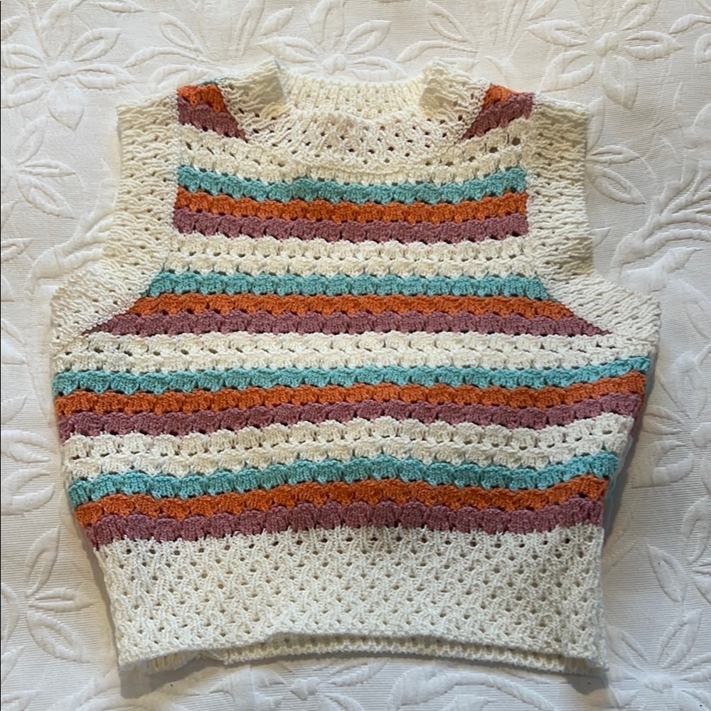 🛍️5 for $20🛍️ Colorful Striped Crochet Sweater Vest